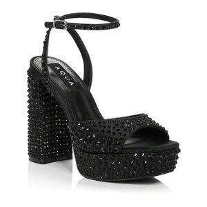 AQUA Black Studded Heels